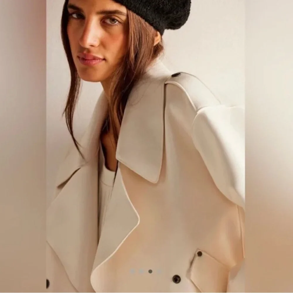 Free People Alexis Vegan Leather Moto Jacket NWT Cream White Boxy - Picture 7 of 16